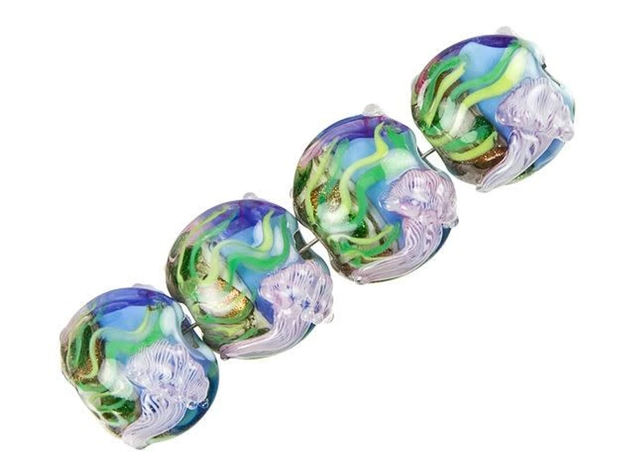Sea Jellies Lentil Bead Strand (4 Pcs) 4 Sea Jellies Lentil Bead Strand (4 Pcs) - Image 2