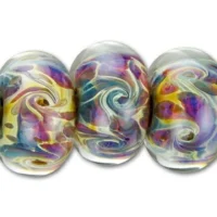 Multi-Color Swirled Round Bead (6 Pcs) Strand