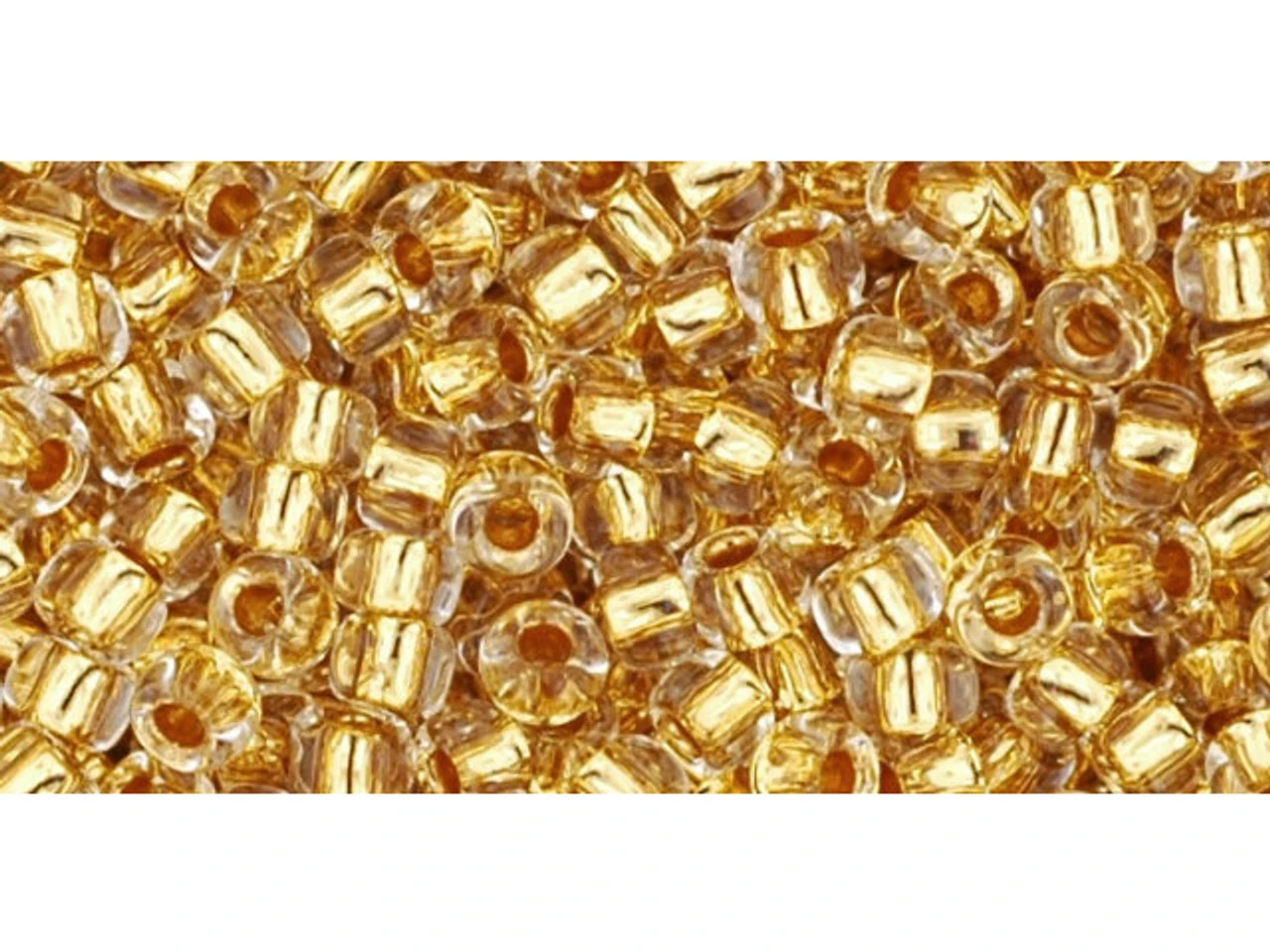 TOHO Glass Seed Bead, Size 8, 3mm, 24K Gold-Lined Crystal (Tube) 6 TOHO Glass Seed Bead, Size 8, 3mm, 24K Gold-Lined Crystal (Tube) - Image 4