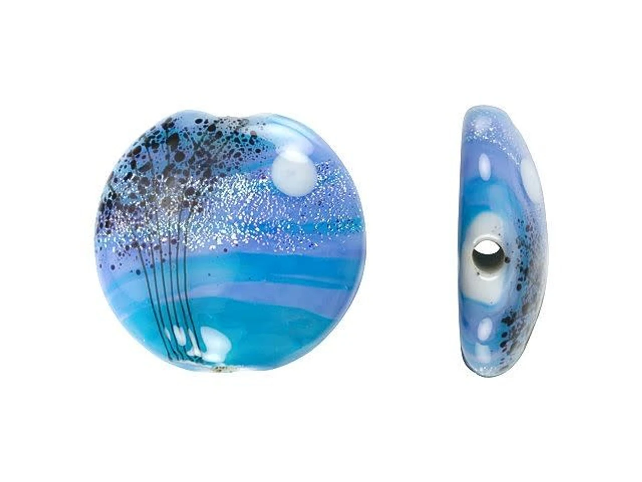 Bluebell Moonlight Lentil Focal Bead 3 Bluebell Moonlight Lentil Focal Bead