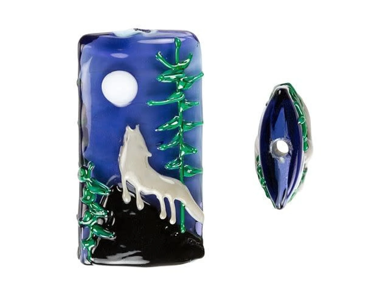 Wolf Howling At The Moon Kalera Focal Bead 3 Wolf Howling At The Moon Kalera Focal Bead