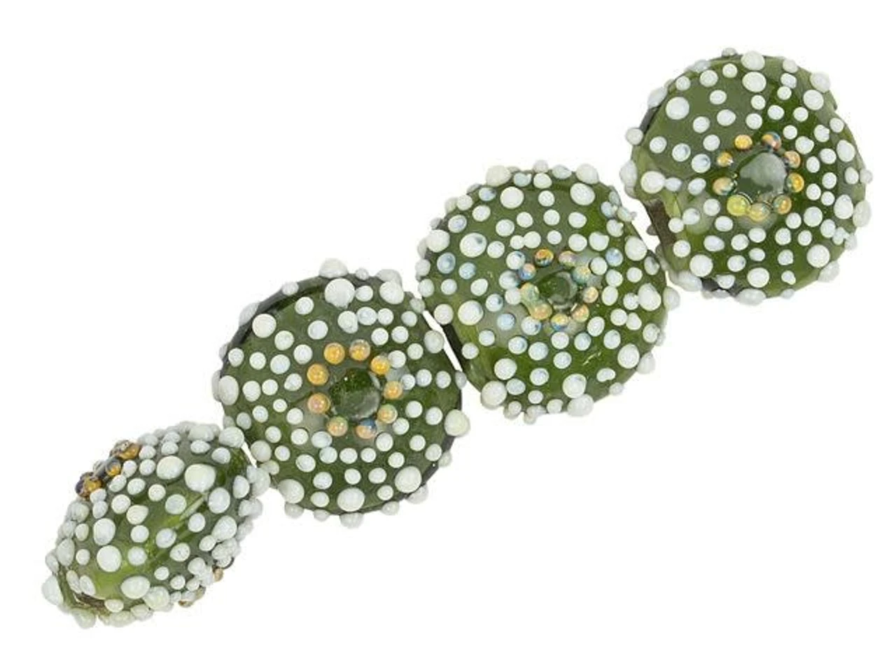Green Sea Urchin Lentil Bead Strand (4 Pcs) 3 Green Sea Urchin Lentil Bead Strand (4 Pcs)