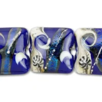 Cobalt Dichroic Celestial Pillow Bead (4pcs) Strand