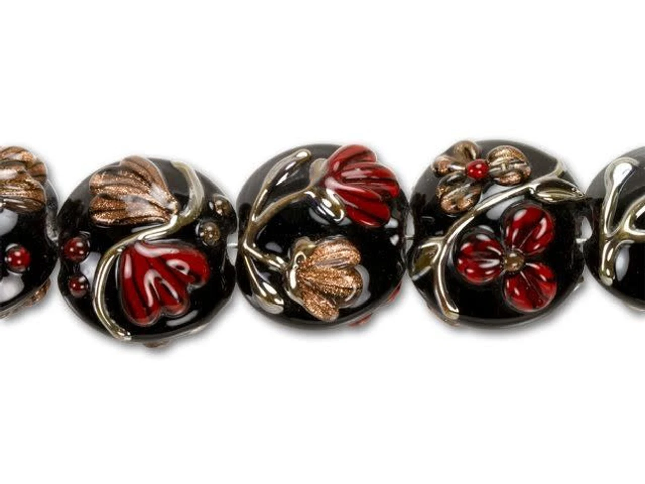 Copper Shadow Floral Lentil Bead (7 Pcs) Strand 3 Copper Shadow Floral Lentil Bead (7 Pcs) Strand