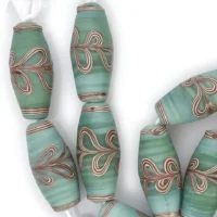 12x30mm Trailed Glass Beads - Mint Green (strand)