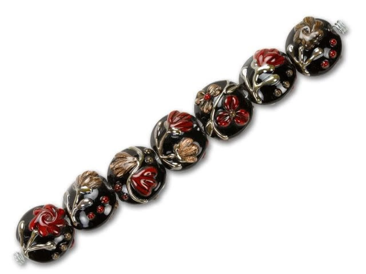 Copper Shadow Floral Lentil Bead (7 Pcs) Strand 4 Copper Shadow Floral Lentil Bead (7 Pcs) Strand - Image 2