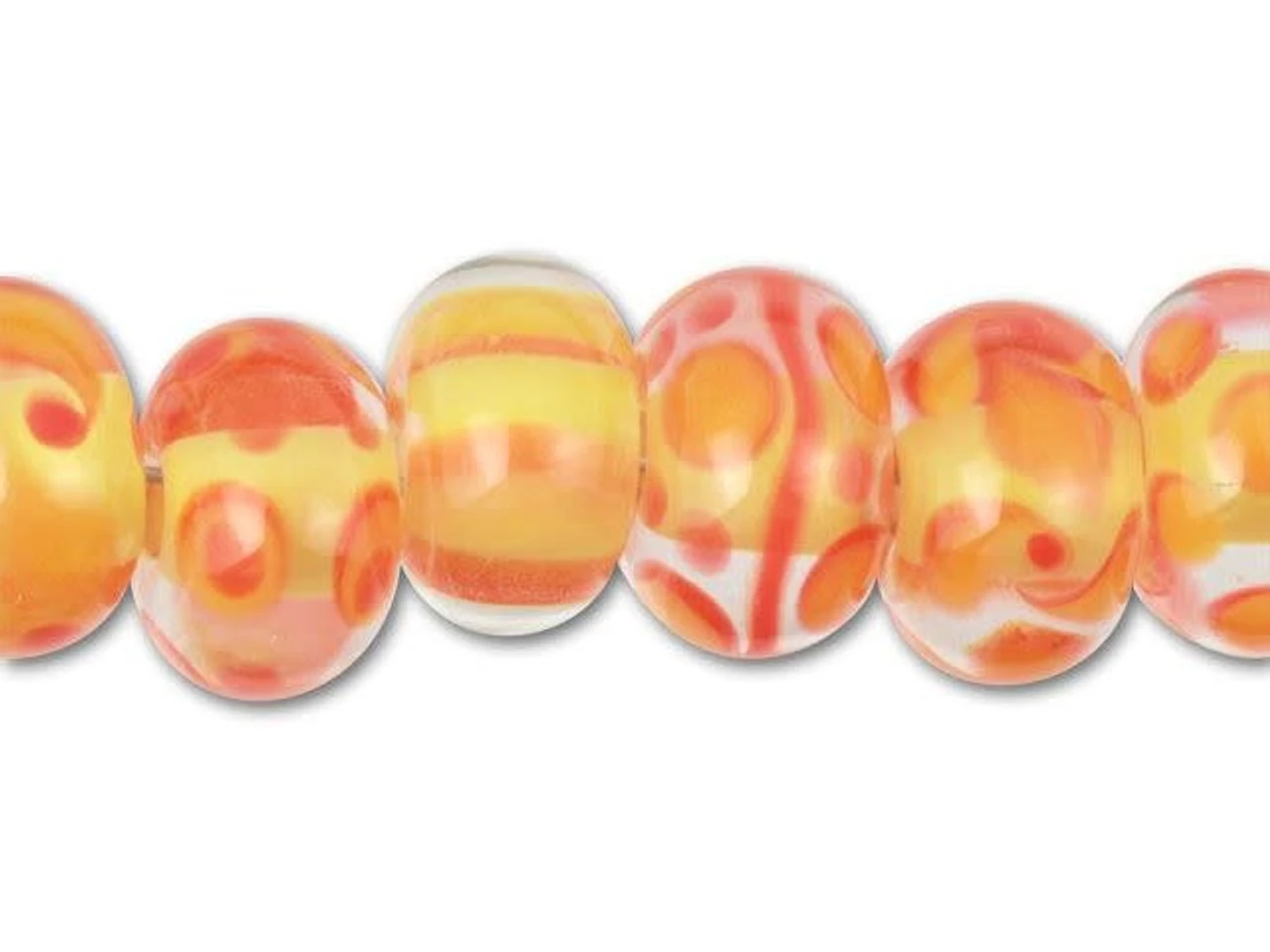 Yellow And Orange Roundel Bead (7ps) Strand 3 Yellow And Orange Roundel Bead (7ps) Strand