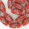 12x30mm Trailed Glass Beads - Orange-Red (strand)