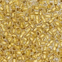 TOHO Glass Seed Bead, Size 8, 3mm, 24K Gold-Lined Crystal (Tube)