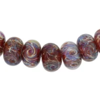 Pink And Yellow Swirl Mix Roundel Bead (7 Pcs) Strand